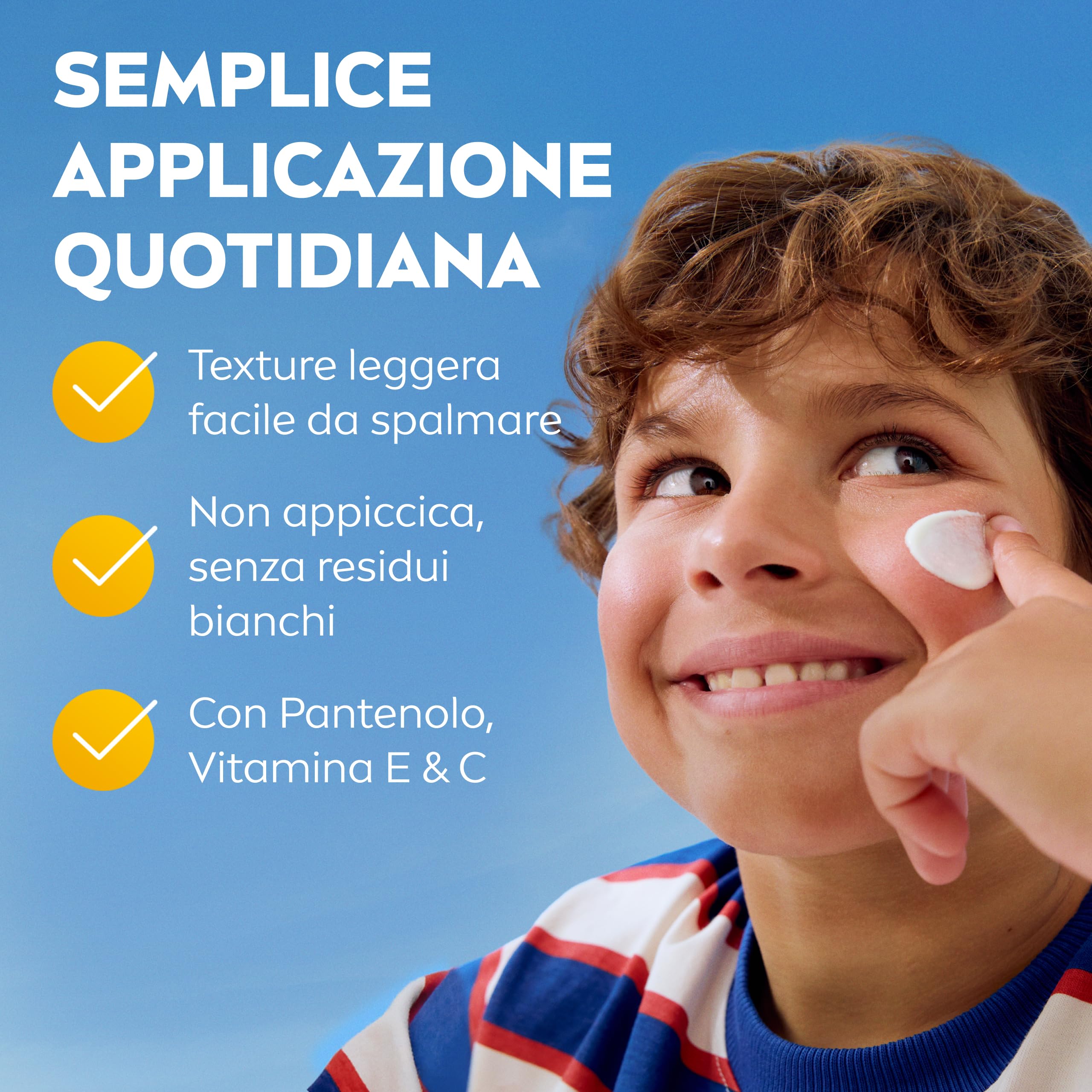 NIVEA SUN Kids Protezione UV Quotidiana SPF 50+ 100 ml, Crema solare 50 bambini per viso e corpo, Protezione solare 50 bambini extra resistente all'acqua, Per pelli sensibili, Senza profumo