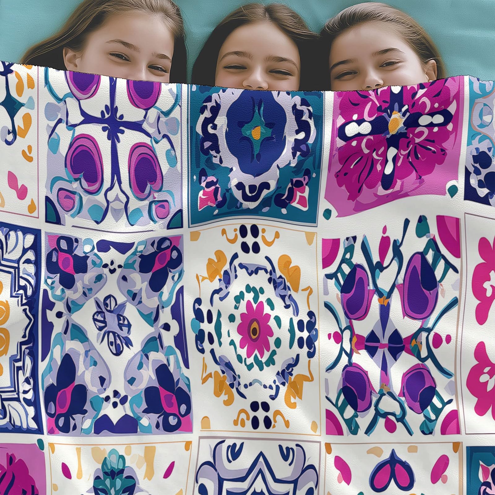 Manta con Estampado Elegante Vintage Artístico Geométrico, Manta Rosa Suave y Cómoda de Franela - Adecuada para Sofá Cama Camping y Viajes 220 x 240 cm