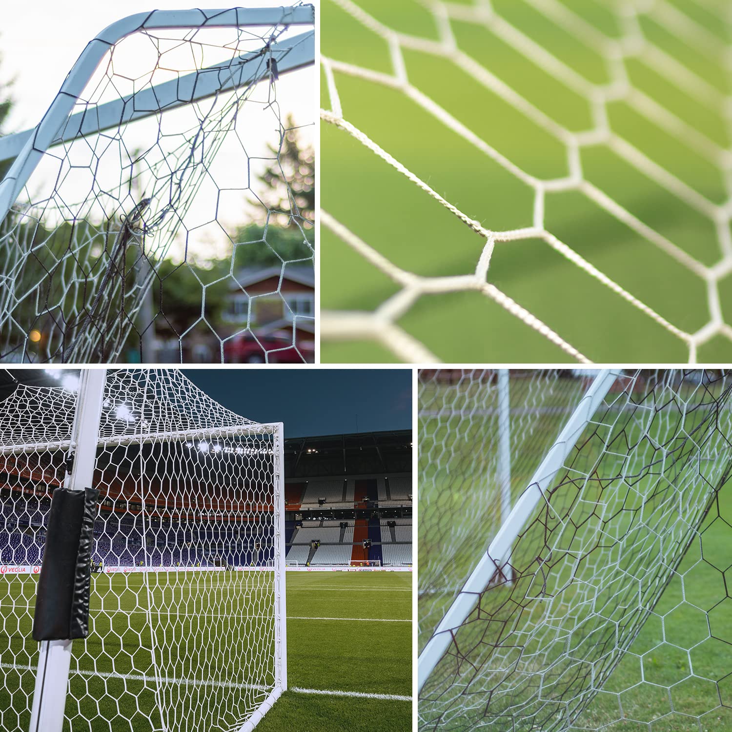 2 Redes de Repuesto para portería de fútbol, Red de fútbol de poliéster de Polietileno, Juego de Red de fútbol Resistente de tamaño Completo, no Incluye Postes