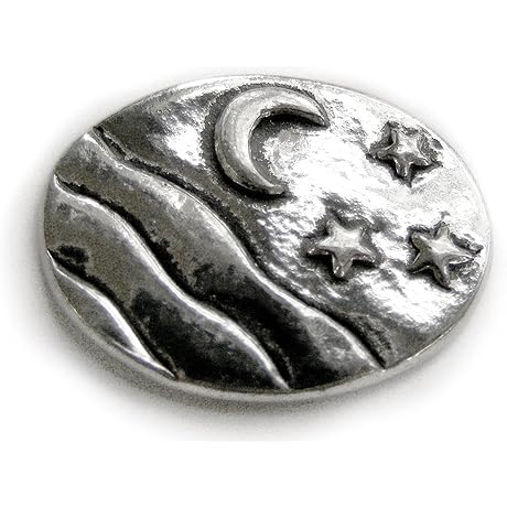 Moon Stars - Serenity : Moon Coin Symbol of Serenity, Good Luck and Guidance 