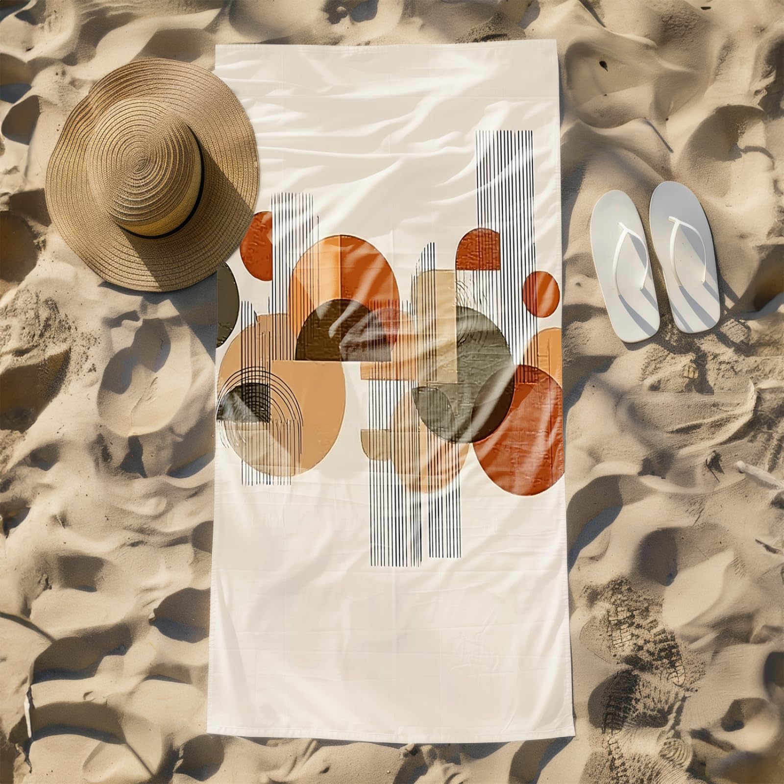 Genérico Toalla Playa Grande Patrón Rojo Marrón Microfibra Secado Rápido Oversize Toalla Sin Arena Súper Ligera Piscina Camping Picnic Yoga Gimnasio Y Deportes Viaje