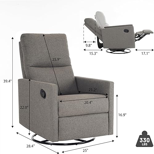Miniatura 2 de Ketaiyou Silla reclinable giratoria para adultos, silla mecedora para cuarto de bebé, silla mecedora para sala de estar, sofá individual reclinable