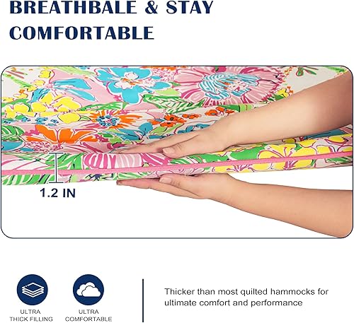 Miniatura 2 de Lazy Daze Hammocks Hamaca de tela acolchada de 12 pies con barra separadora de aluminio curvada, hamaca exterior doble gruesa con almohada suave,