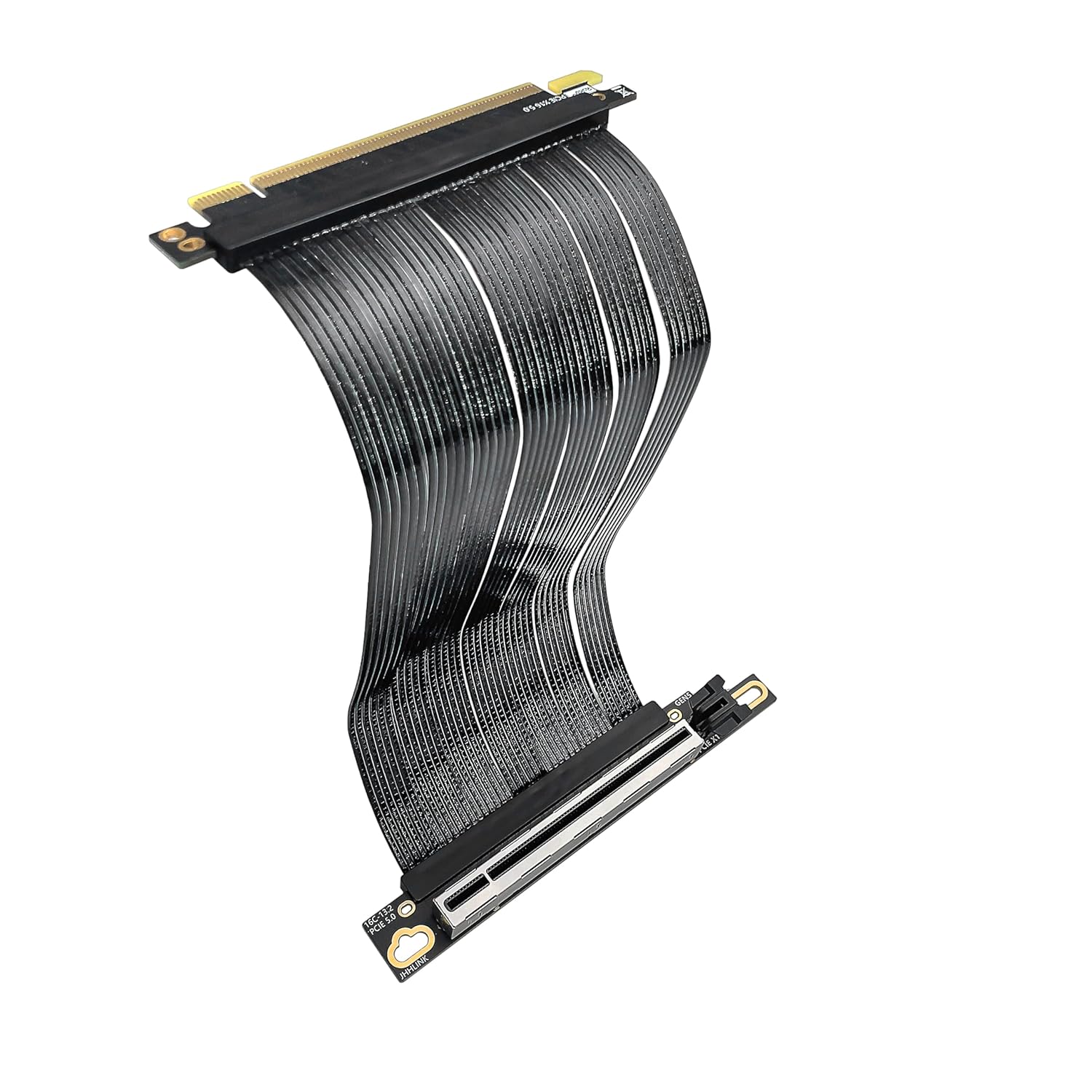 JMT PCIe 5.0 X16 64GB/s Extension Cable 90-Degree Right-Angle GPU Adapter Graphics Card GEN5 High Speed Cable 16AB5 for ATX Desktop Case (25CM)