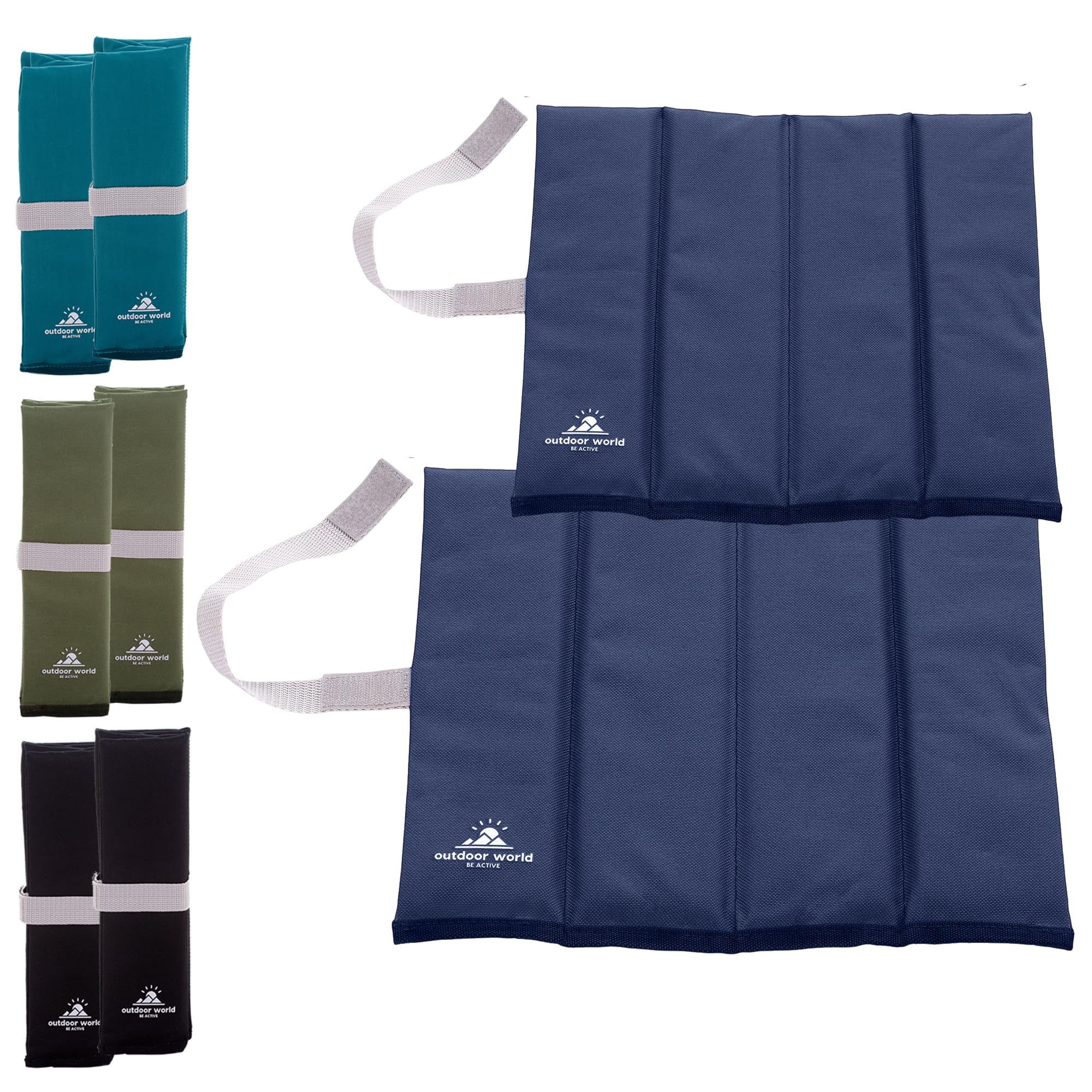 2 x Outdoor World X-Large Folding Sit Mats – Lightweight Waterproof Foam Seat Pad for Camping, Hiking, Festivals & Picnics – Compact Foldable Cushion for Outdoor, Stadiums & Garden (Navy X-Large x 2)