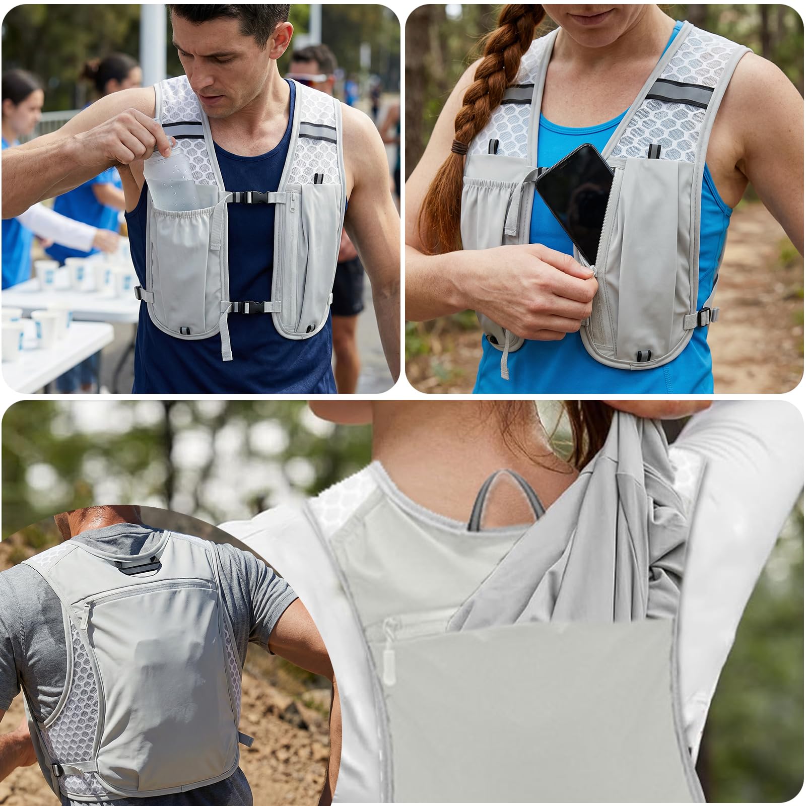 Running Hydration Vest Backpack - Lightweight & Breathable Running Vest Phone Holder for Women Men, 5L Hydration Pack for TrailRunning Hiking Cycling Marathon — view 7