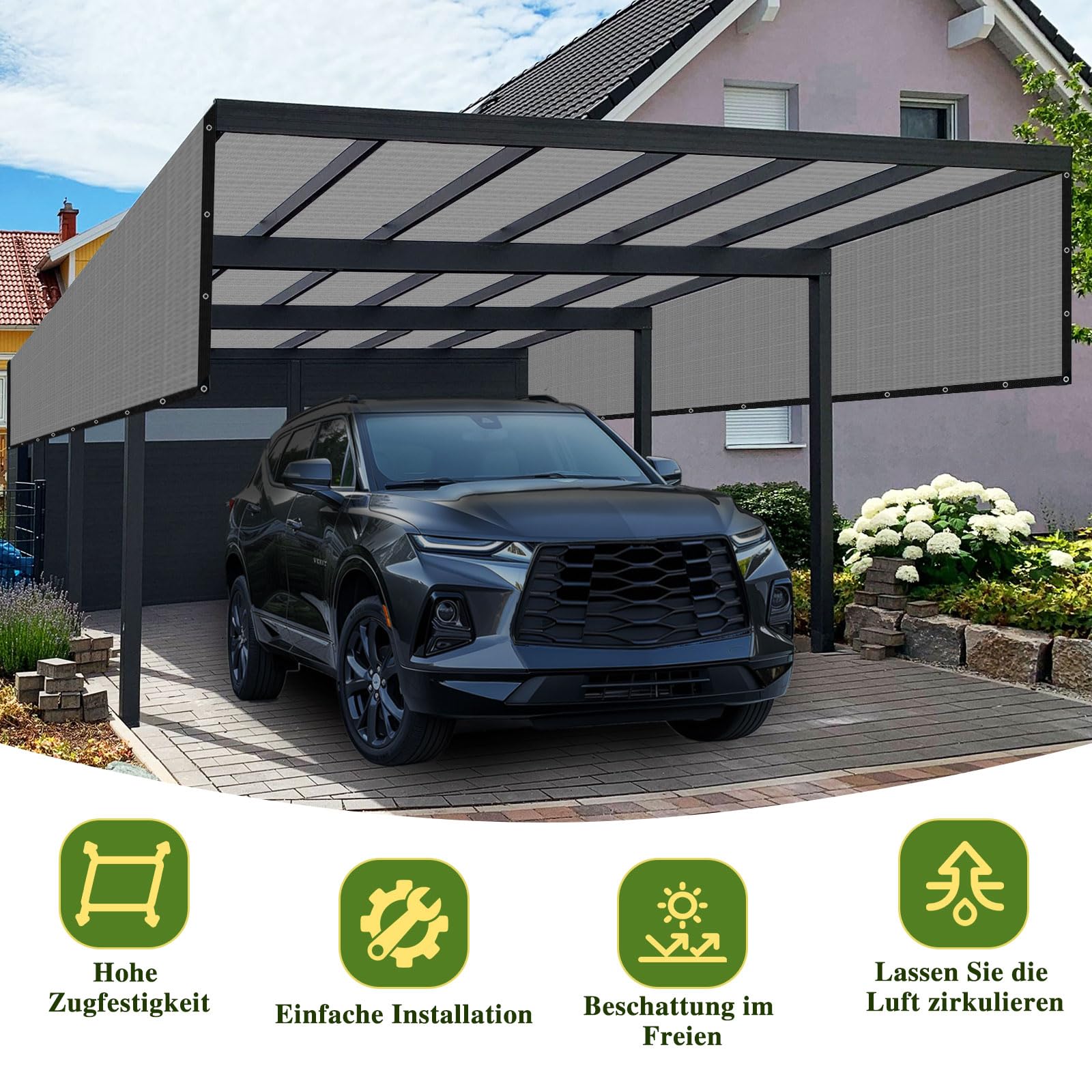 Sonnensegel mit ösen - Schattierungsnetz Garten 2X3m Schattennetz Outdoor Sonnenschutz Schattiernetz Netz für Gewächshaus Terrasse Pflanzen HüHnerstall Winddicht Wasserdurchlässig