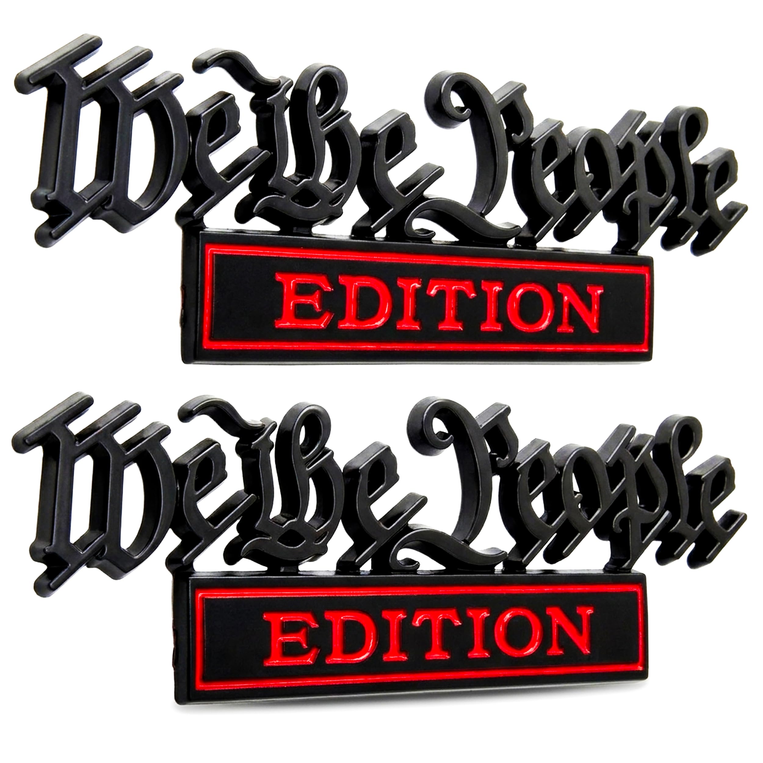 Classic WE The People Edition 3D w całości z metalu naklejki samochodowe naklejki etykiety spersonalizowana dekoracja, aby podkreślić siebie 2 szt. (czarny/czerwony)