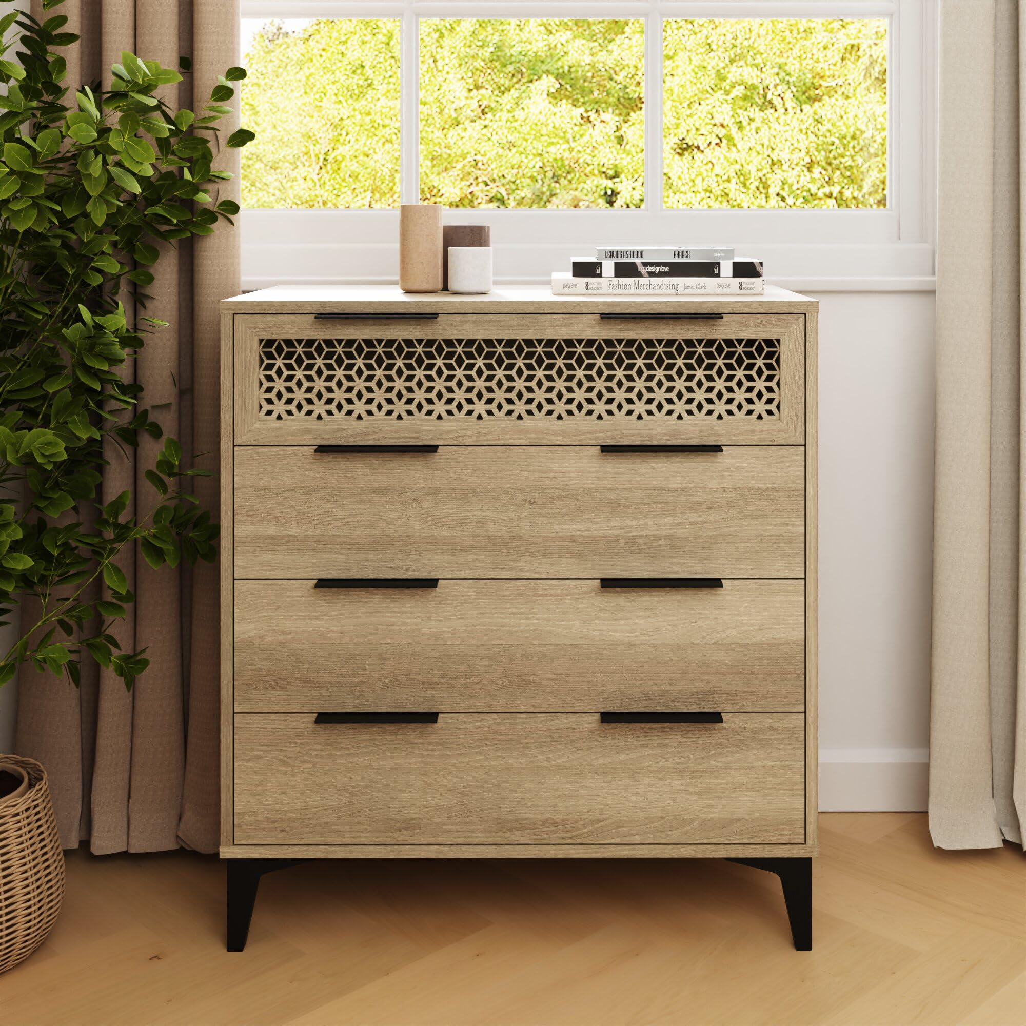 Ezra 4 Drawer Chest Of Drawers Oak from B&Q