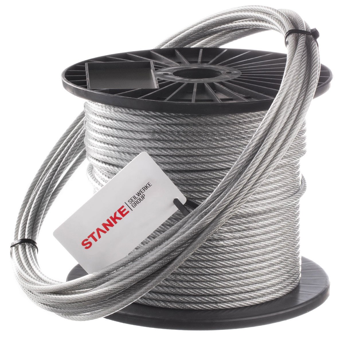 Seilwerk STANKE Fune in Acciaio Zincato con Rivestimento in PVC Rivestimento in plastica Cavo per appendere il Bucato per la Silvicoltura DINPVC 6x7+FC 4 mm 50 m