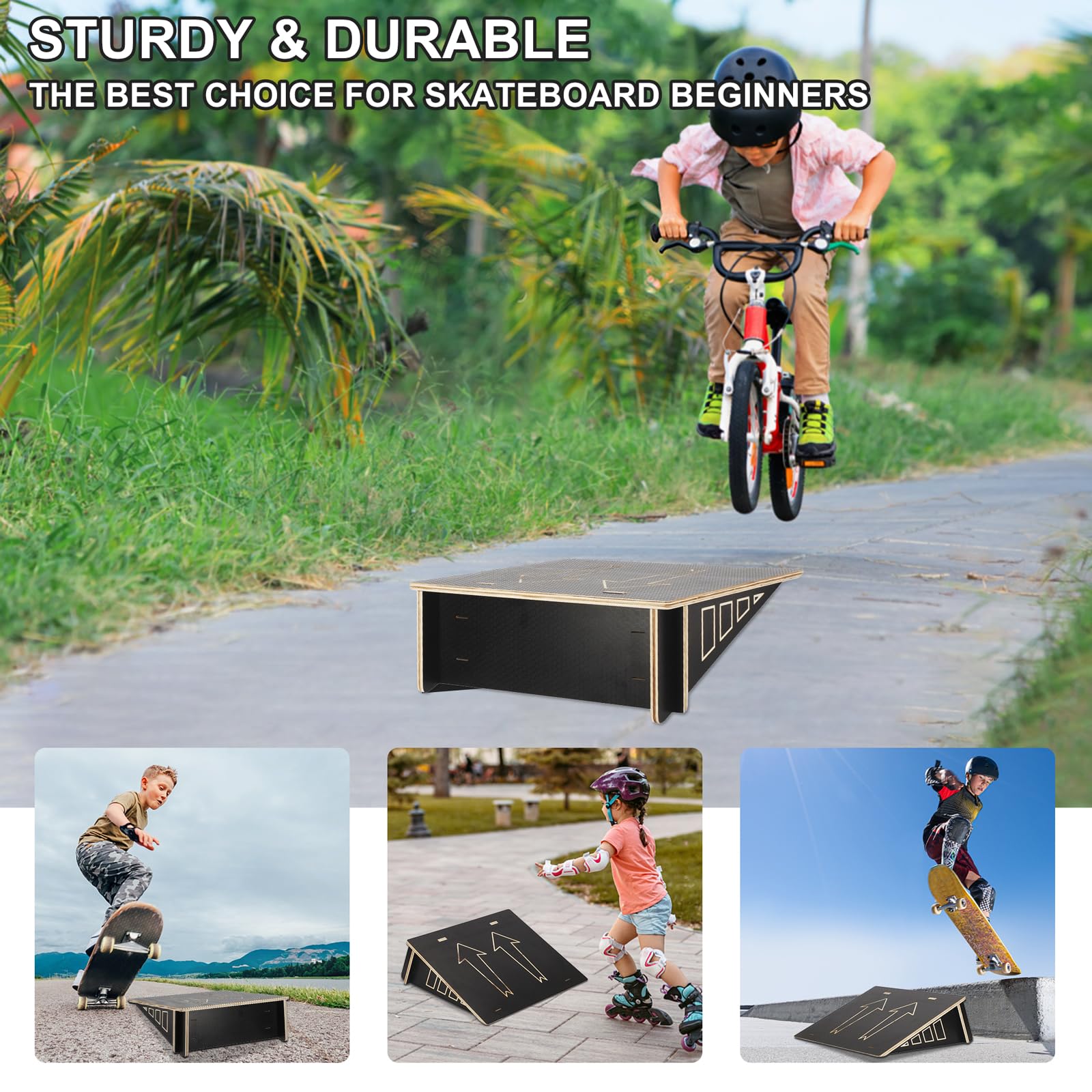 Rampe de skateboard 60 x 56,6 x 21 cm portable pour cour et jardin