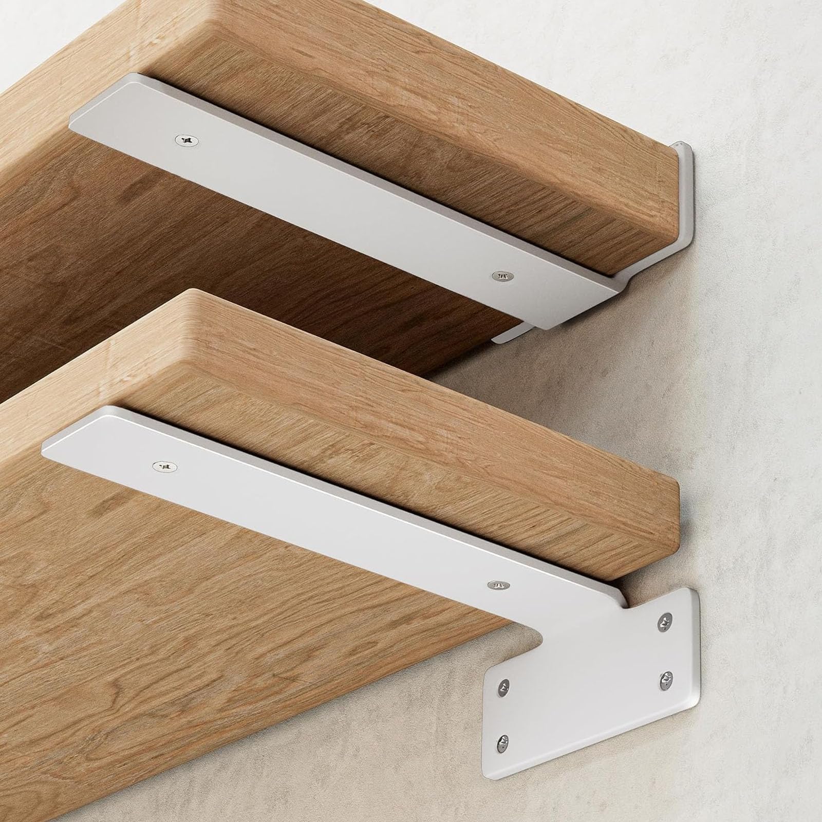 2Pack Shelf Brackets, 75KG Load Capacity,Heavy Duty Shelf Brackets for Shelves, Coated Metal Wall Shelf Support Brackets (White, 10cm)