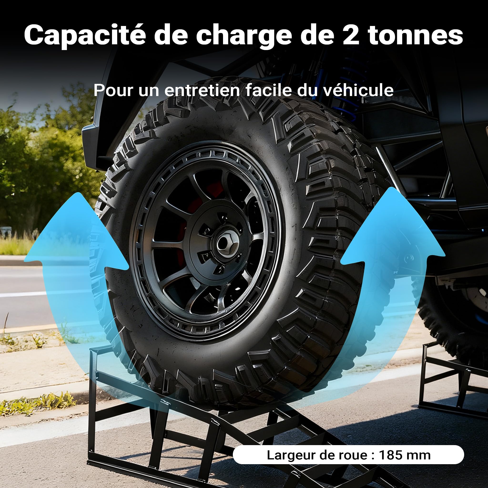 Wiltec 2 rampes d'accès jusqu'à 2 t par Paire, 830 x 262 x 270 mm, pour véhicules, en Acier