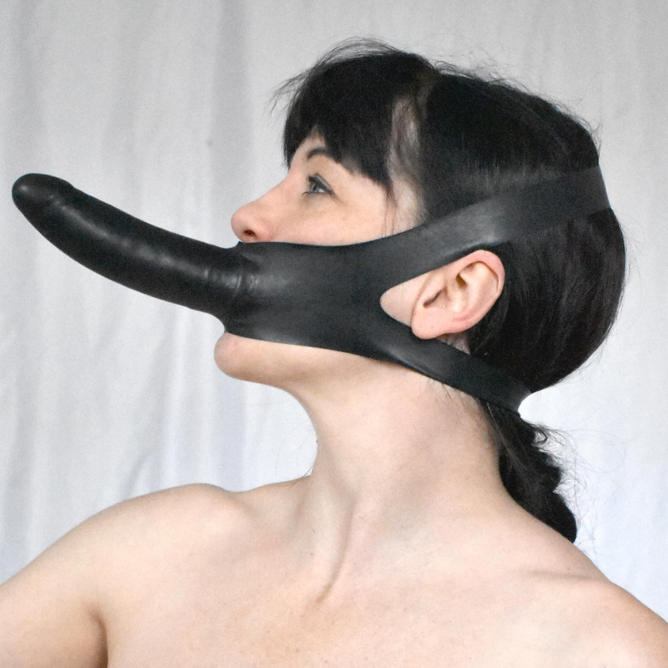 Mordaza BDSM de Látex con Dildo, Dildo Mordaza & Consolador Facial, SM Fetiche Bondage Arnés, Mouth Gag & Mordaza Sexo, Juguete Sexual para Parejas