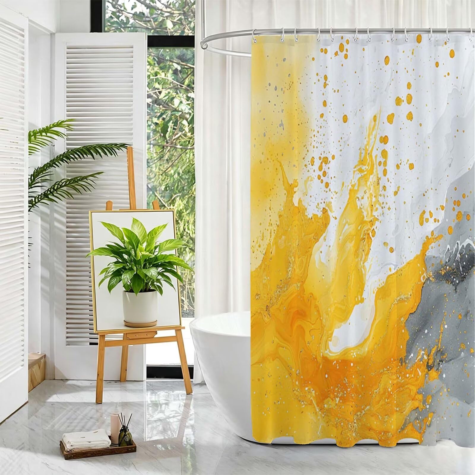 Zasłona prysznicowa żółta, zasłona prysznicowa 200 x 250 cm L-333