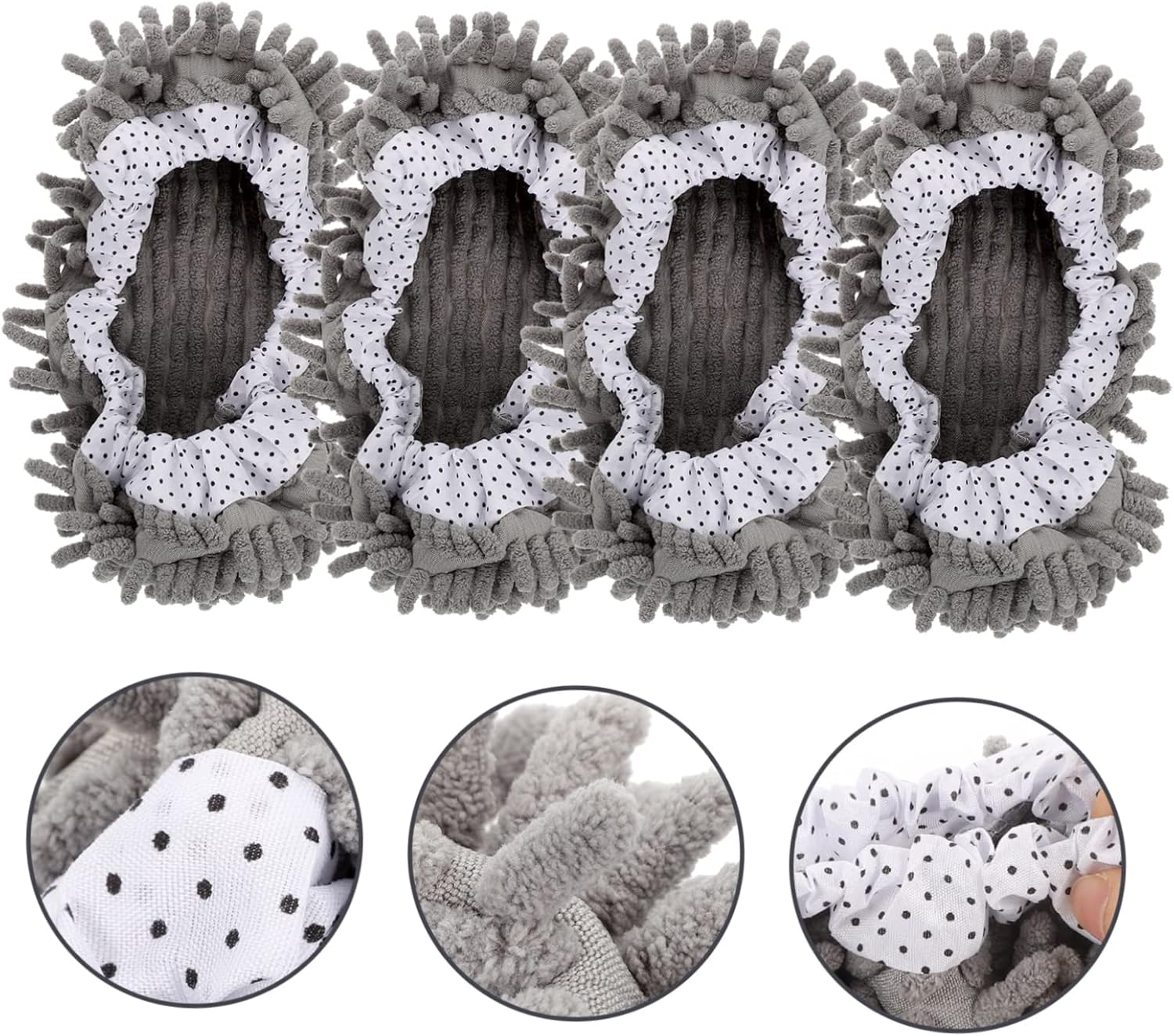 2pairs Reusable Home Mop Slippers Chenille Floor Cleaning Socks for Dust Dirt Absorption for Tile Vinyl Hands Mopping