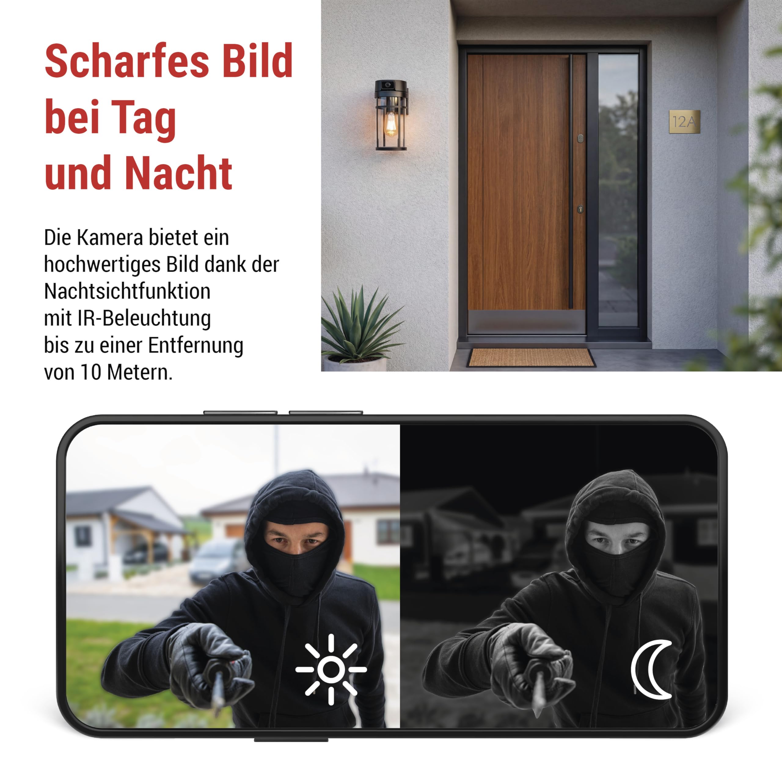 EMOS GoSmart - Smarte Außenkamera mit WLAN & Licht, 4MP 2,5K Überwachungskamera - drehbar mit Bewegungserkennung, Nachtsicht bis 10 m, 2-Wege-Audio - für E27-Lampe - IP44 - Tuya/GoSmart App - schwarz