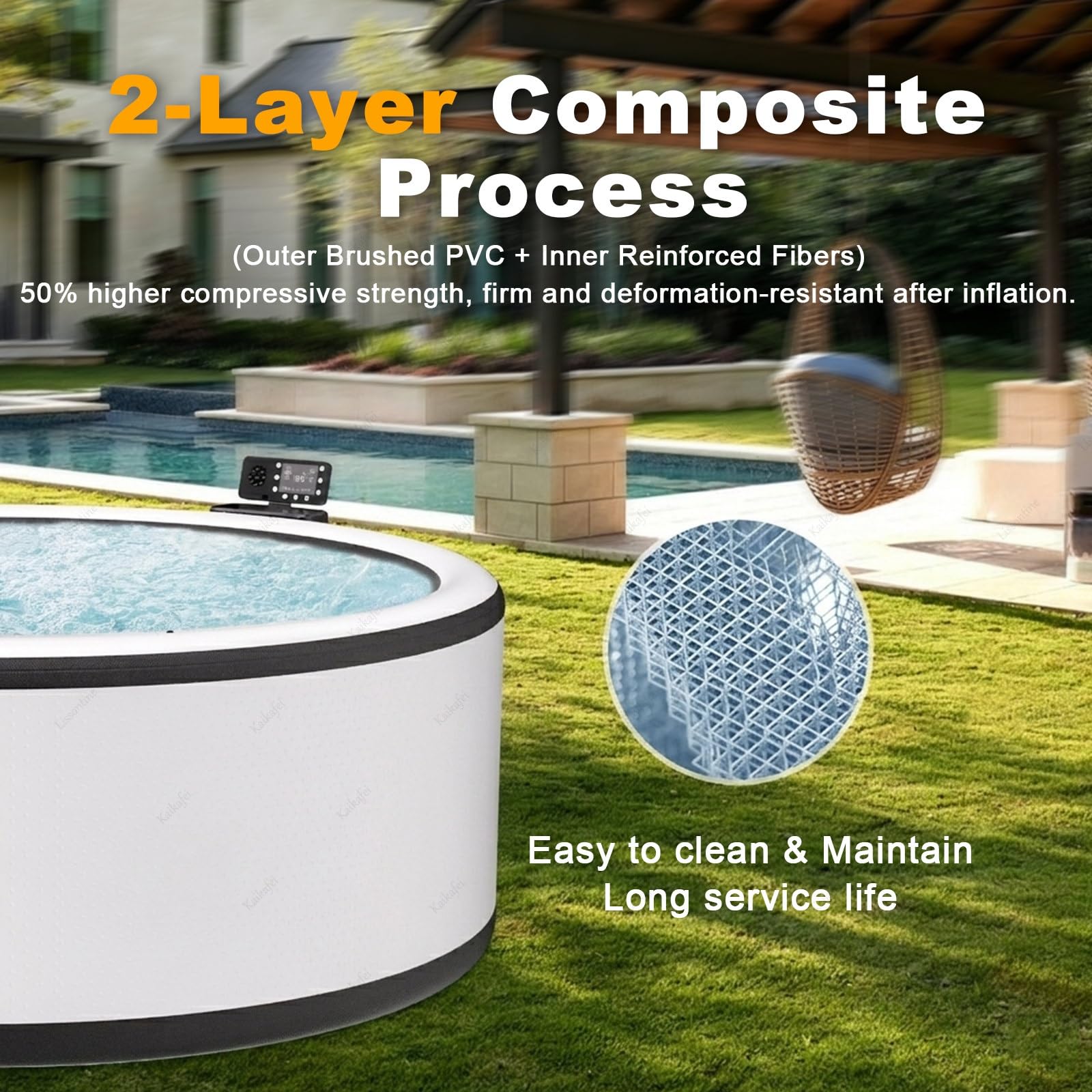 Vasca idromassaggio gonfiabile con copertura termica, gonfiaggio con un clic per massaggio lenitivo e relax in giardino