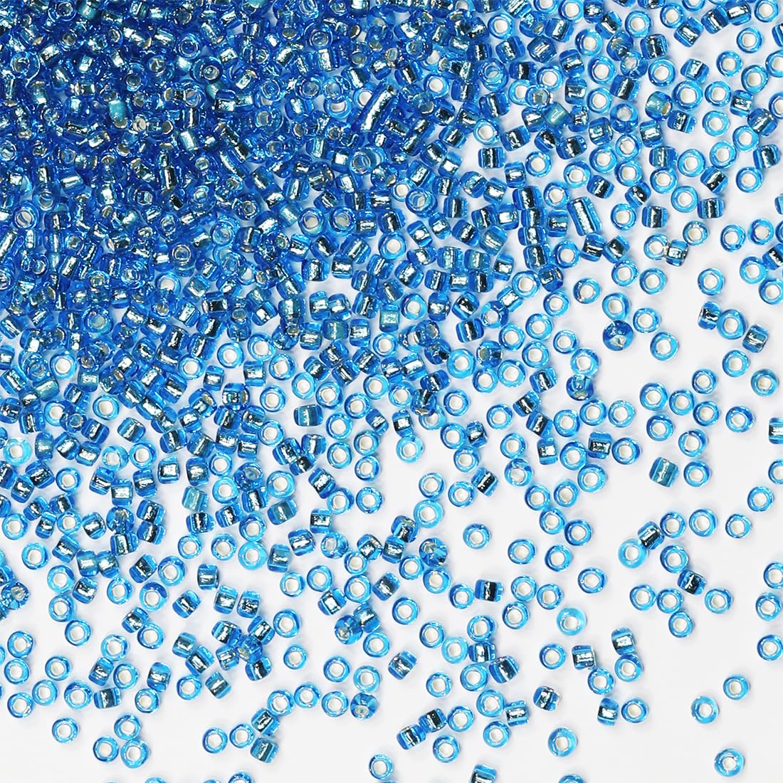 Bulk Seed Beads 110 Grams About 9800pcs, 2mm 12/0 Lake Blue Glass Craft for Making Earrings, Bracelets, Pendants, Waist Jewelry,DIY Handmade Seed Beads（Lake Blue Silver Core）