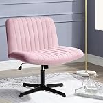 PUKAMI Cross Chaise, Bureau confortable chaise avec jambes croisées, sans roues, tissu moderne pivotant en hauteur réglable grand siège pour la maison, bureau, ordinateur, maquillage