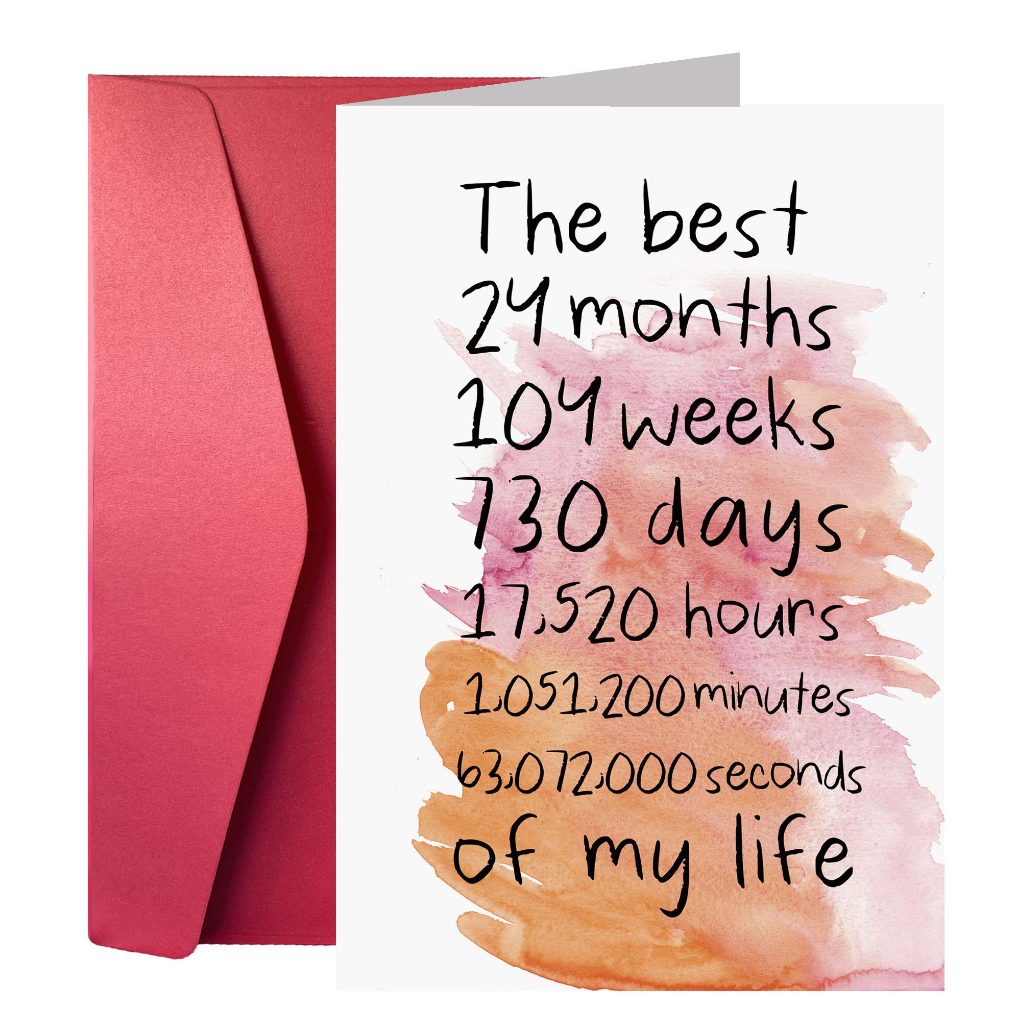 Amazon.com : 2 Years Anniversary Card, 2nd Weeding Anniversary Card for  Husband Wife Boyfriend Girlfriend, The Best Two Years of My Life : Office  Products