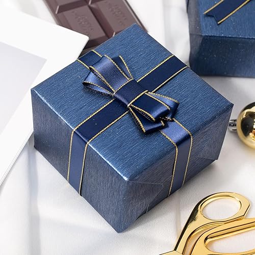 Miniatura 4 de Burymento Rollo de papel de regalo azul oscuro, 17 pulgadas x 16.5 pies, 1 rollo, con textura cepillada, envoltura de regalo para cumpleaños,