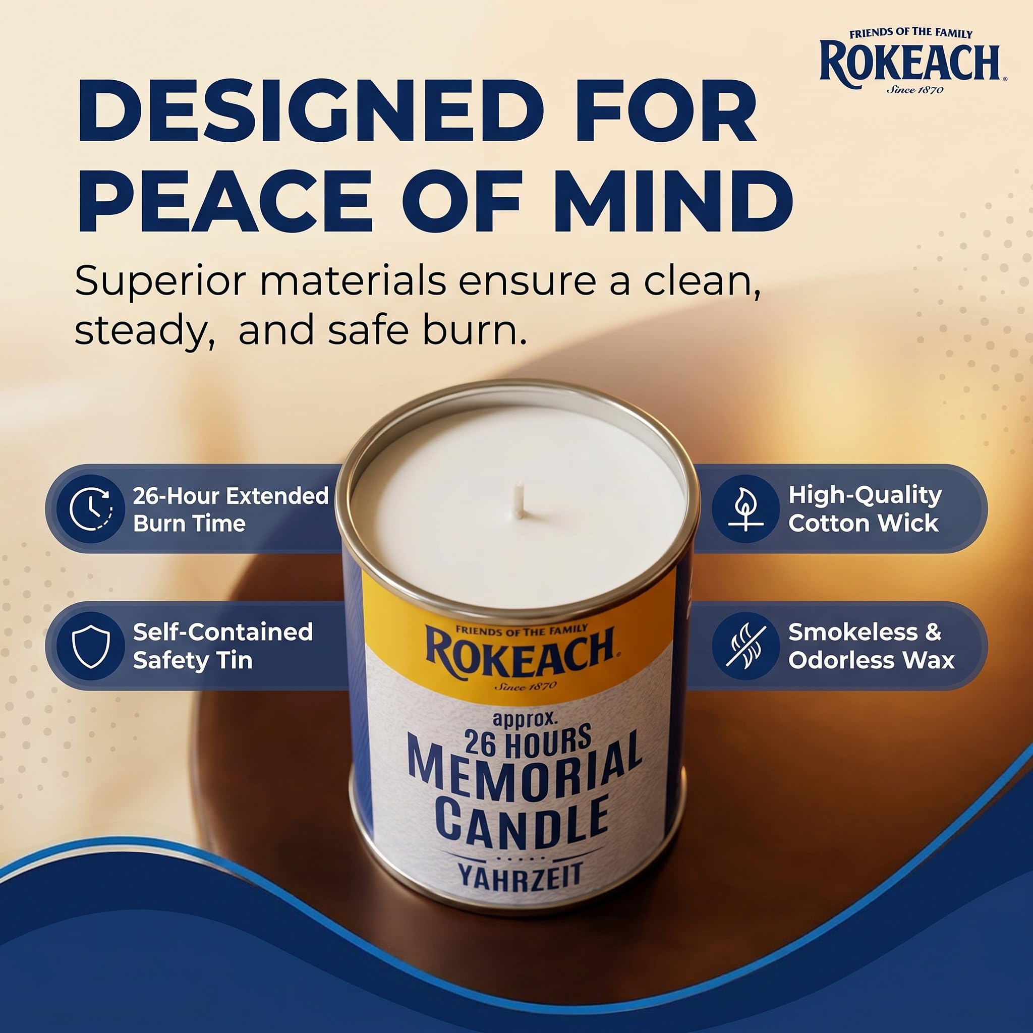 Rokeach 24-godzinne świece blaszane Yahrzeit Memorial (48 sztuk) jednodniowe świece do szklanki Yizkor, Jom Kippur, święta, pogrzeb i światło Neshamy, wykonane w 100% z wosku parafinowego
