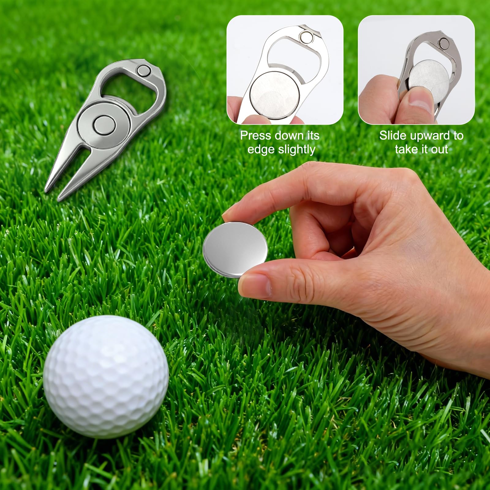VOSSOT 2 forchette da golf unisex con marcatore estraibile, strumento ergonomico per la cura dei marcatori sul campo da golf, tecnologia triple traccia ideale per i golfisti