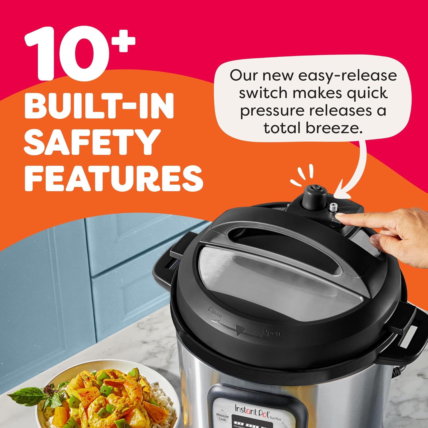 Instant Pot Duo Plus 9-in-1 Multicooker, Pressure Cooker, Slow Cook, Rice Maker, Steamer, Sauté, Yogurt, Warmer & Sterilizer, Includes App With Over 800 Recipes, Stainless Steel, 6 Quarts thumbnail