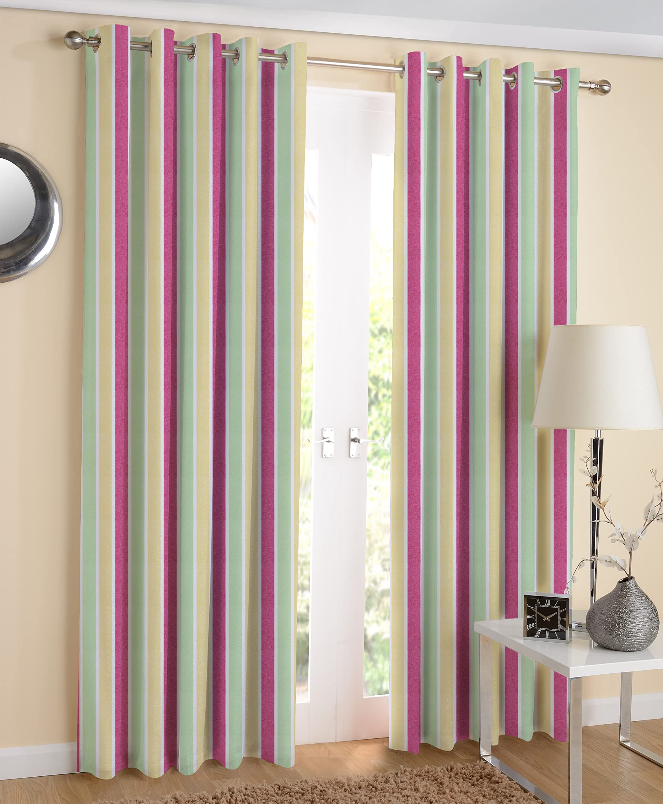AIRWILL, Cotton Striped Pattern Door - 4x7ft Curtains - (Pack of 2 pcs) - Multicolor-image-12