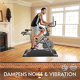 Crostice Bike Trainer Mat Compatible with Peloton Bike, for Treadmill & Row, THK 6mm, Under Mat Protect Hardwood Floor Carpet, Trainer Accessory for Indoor Stationary Exercise Bicycle