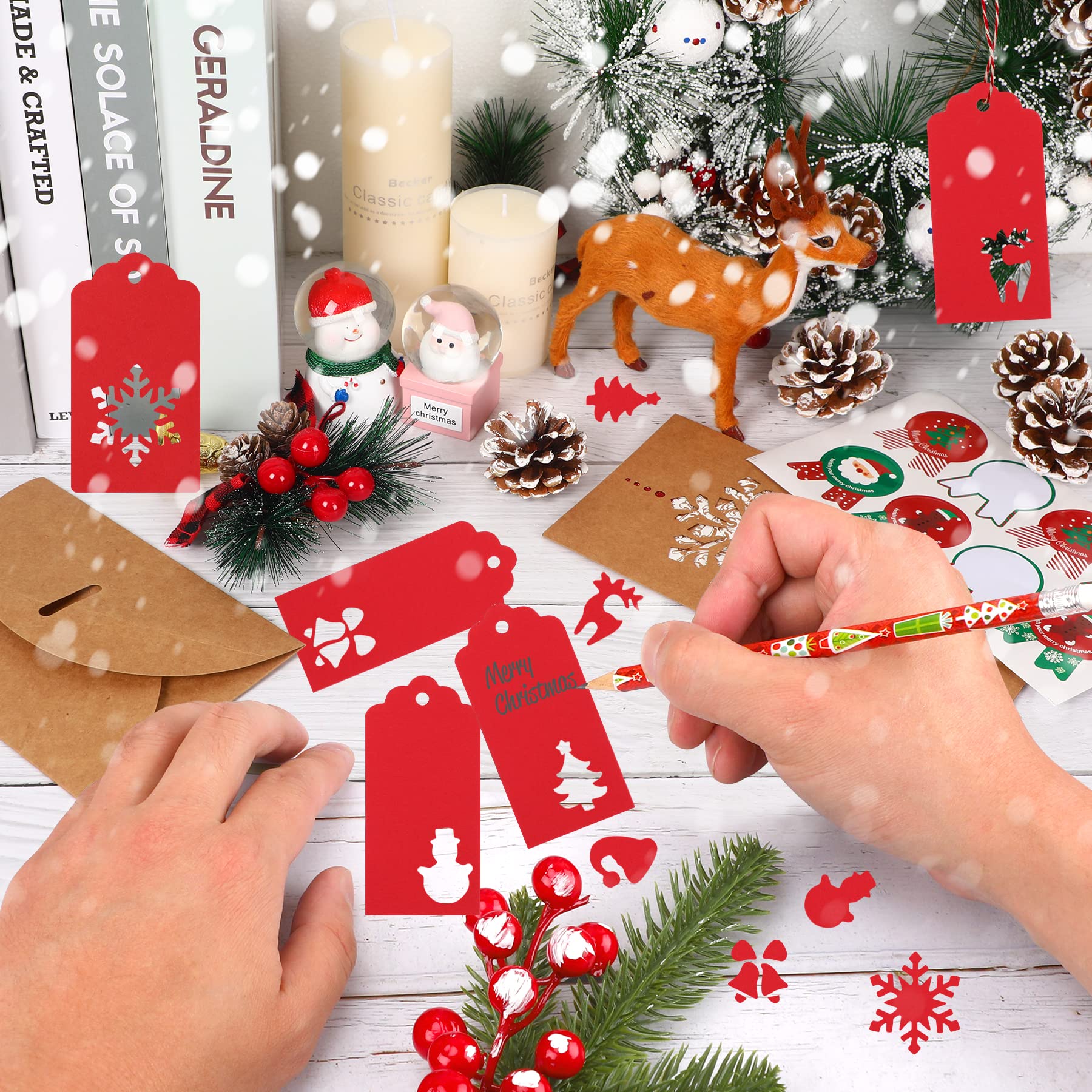 96 étiquettes Cadeaux De Noël En Papier Kraft - Formes Sapins Avec Ficelles, Pour Emballage Et Décoration (12 Designs)