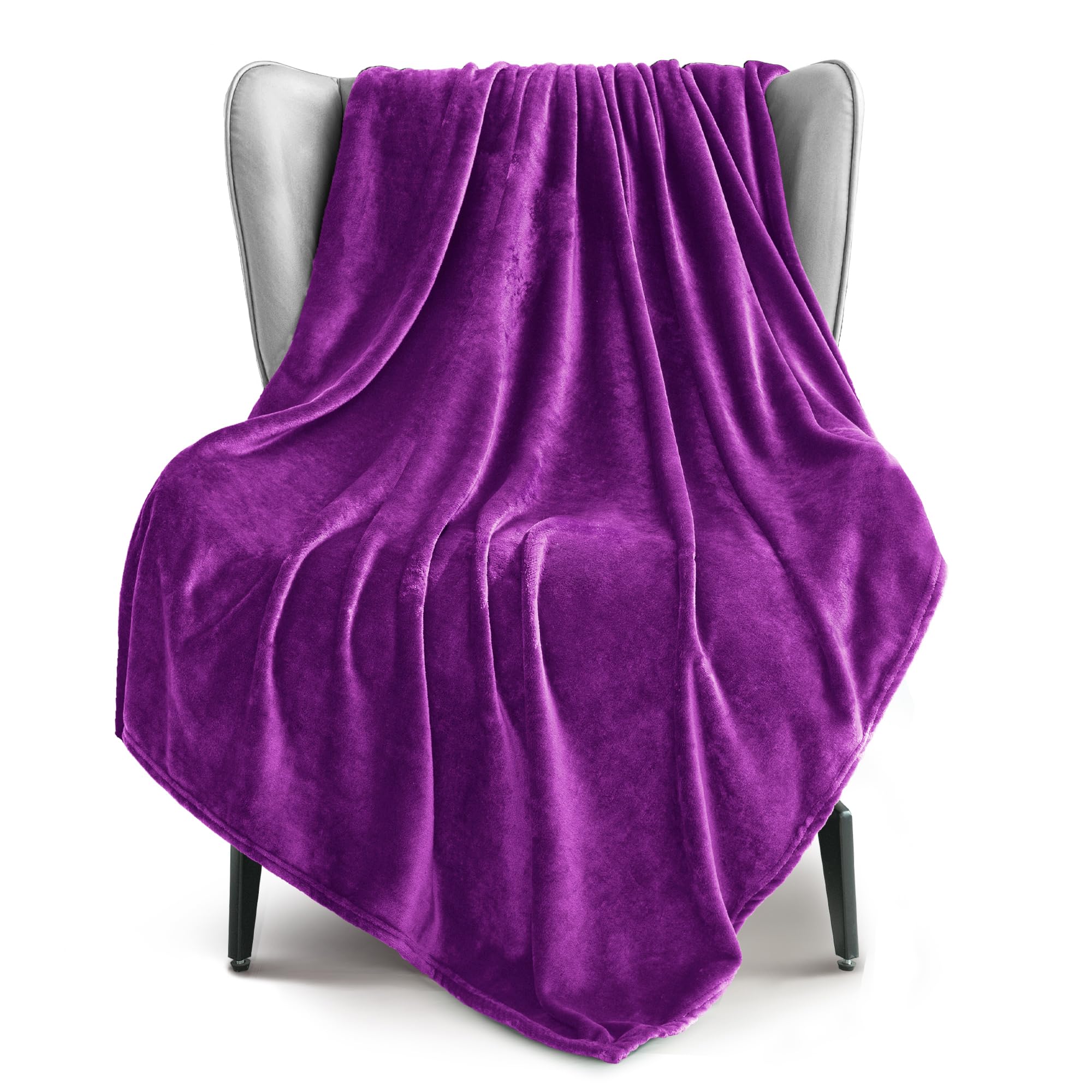 Exclusivo Mezcla Kuscheldecke Fleece Decke für Couch, Superweiche und Warme Sofadecke Wohndecke für Ganzjahreszeit, Plüsch und Leicht, 130 x 170 cm, Lila