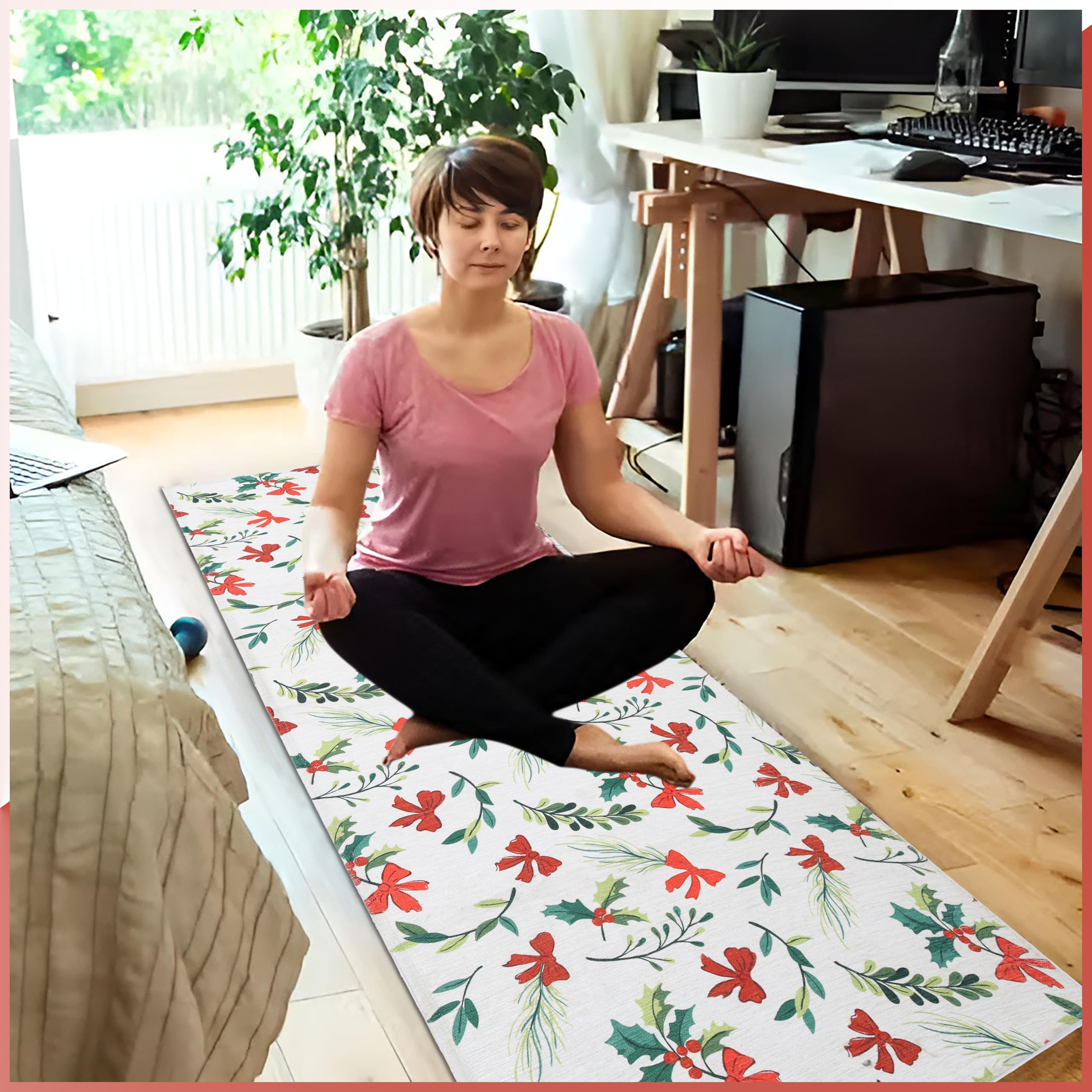 Sparrow World Yoga mat for Women and Men Extra Thick Exercise mat for Workout Yoga Fitness Anti Skid Rubber Backing Light Weight & Washable Jacquard Printed | 2 x 5 feet-picture-12