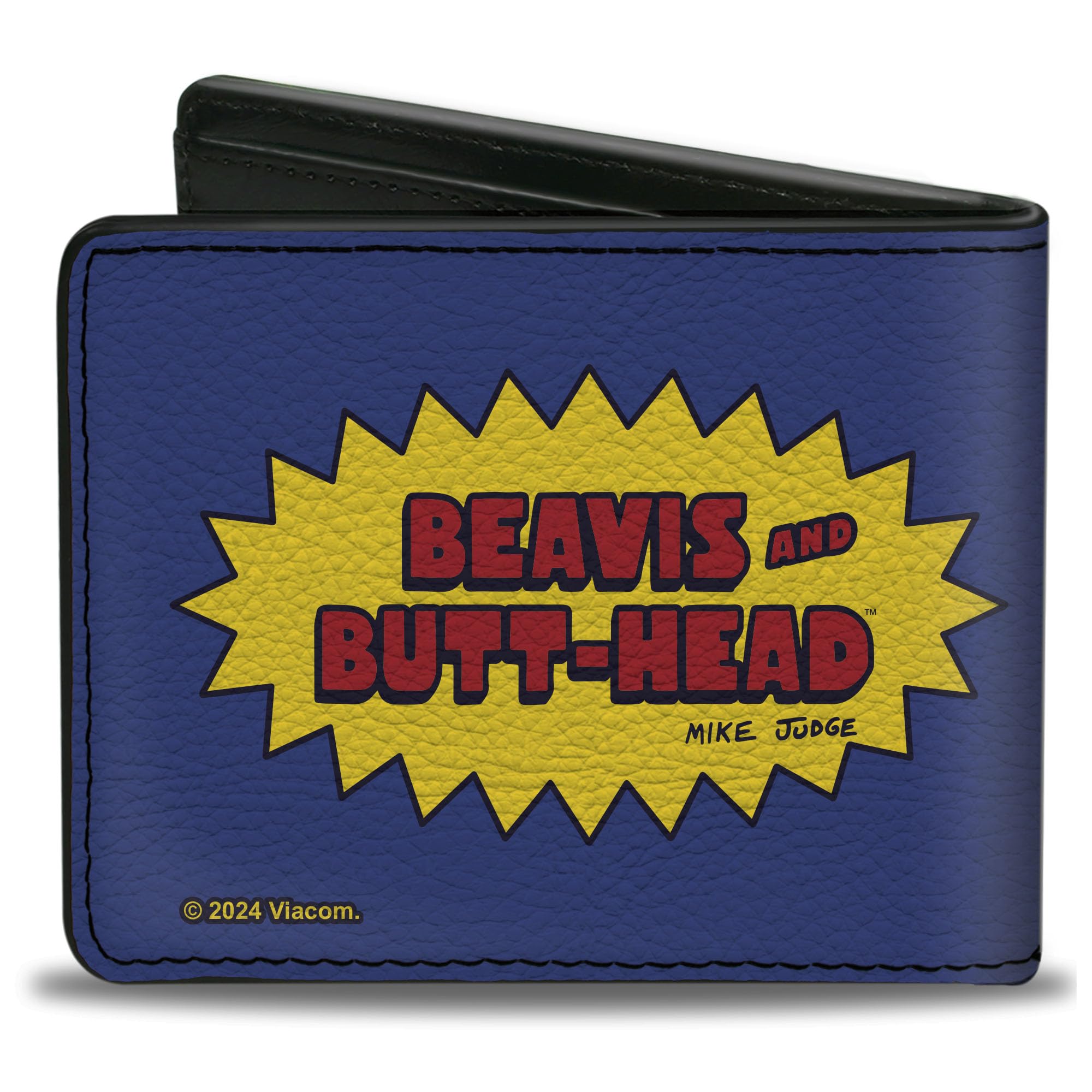 MTV Wallet, Bifold, Beavis and Butt Head Title Logo and Portrait Profiles Blue, Vegan Leather