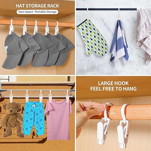 Miniatura 8 de AKOAK 10 piezas de clip de plástico blanco para sombreros, clip de lavandería multifunción giratorio para cortinas para colgar bufandas para el