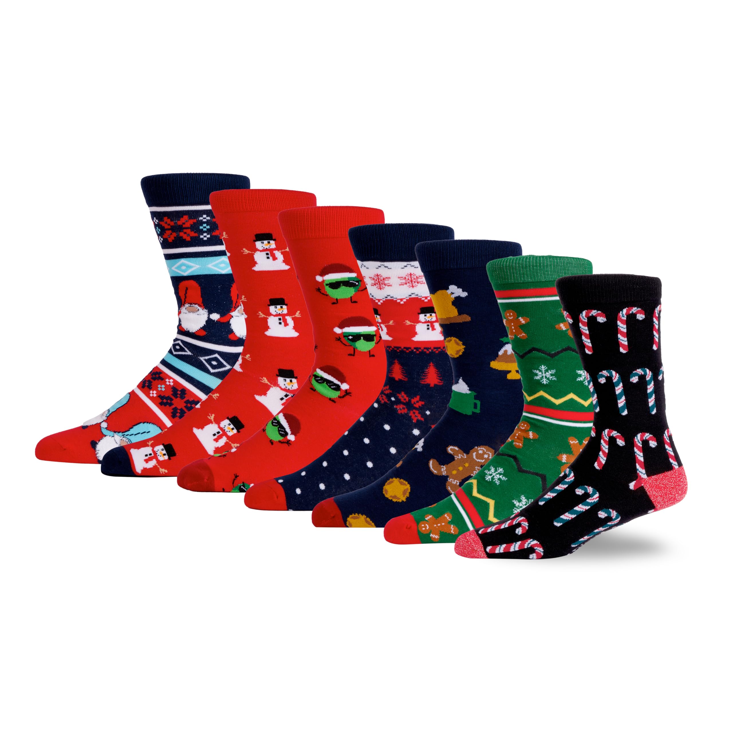 Mens Cotton Rich Christmas Socks (7 Pair Multipack) – Soft Colourful Novelty Christmas Socks for Men. Perfect For Xmas Eve Box Fillers, Stocking Fillers for Men, Christmas Gifts for Him 7 - 11