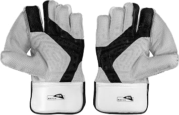 SS Match Cricket Premium Wicket Keeping Gloves, Full Size Adult, Black White Color, top Class Protection for Leather Ball Cricket