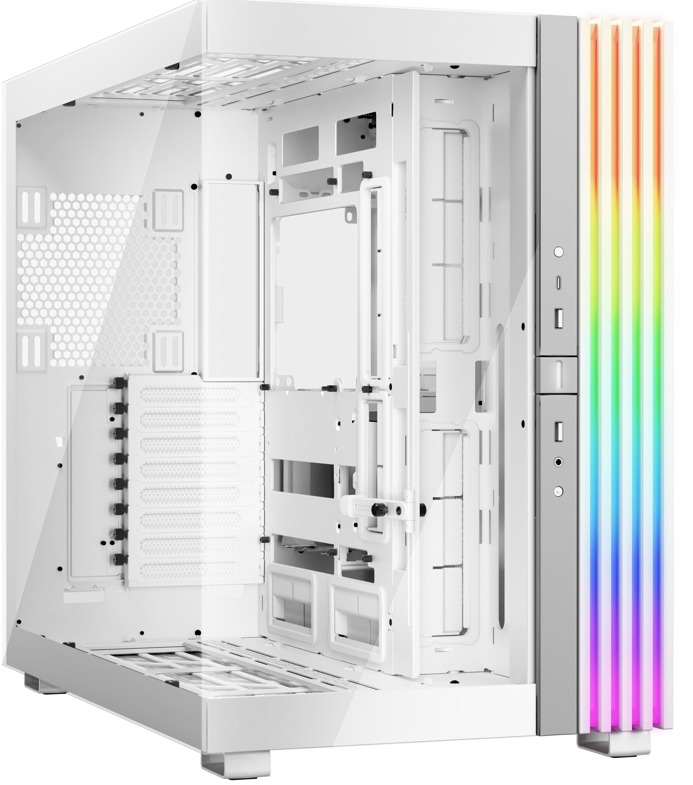 be quiet! Light Base 900 DX White PC-Gehäuse, atemberaubender Panorama-Blick, Show Case, Dual Chamber Design, massiver ARGB LED-Streifen, invertiert und horizontal nutzbar, E-ATX Mainboard kompatibel