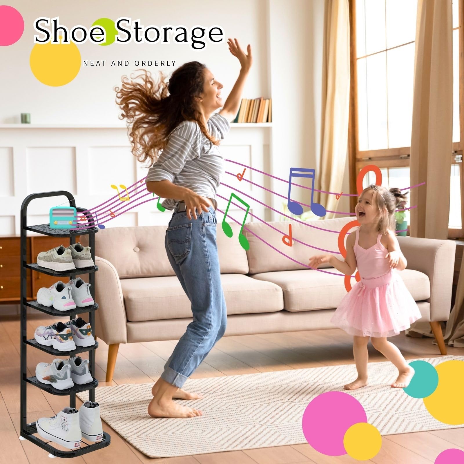 Scarpiera verticale in metallo a 5 ripiani, per spazi ristretti, soluzione perfetta per riporre l'ingresso e l'armadio, elegante bianco (79 cm) Zapateras