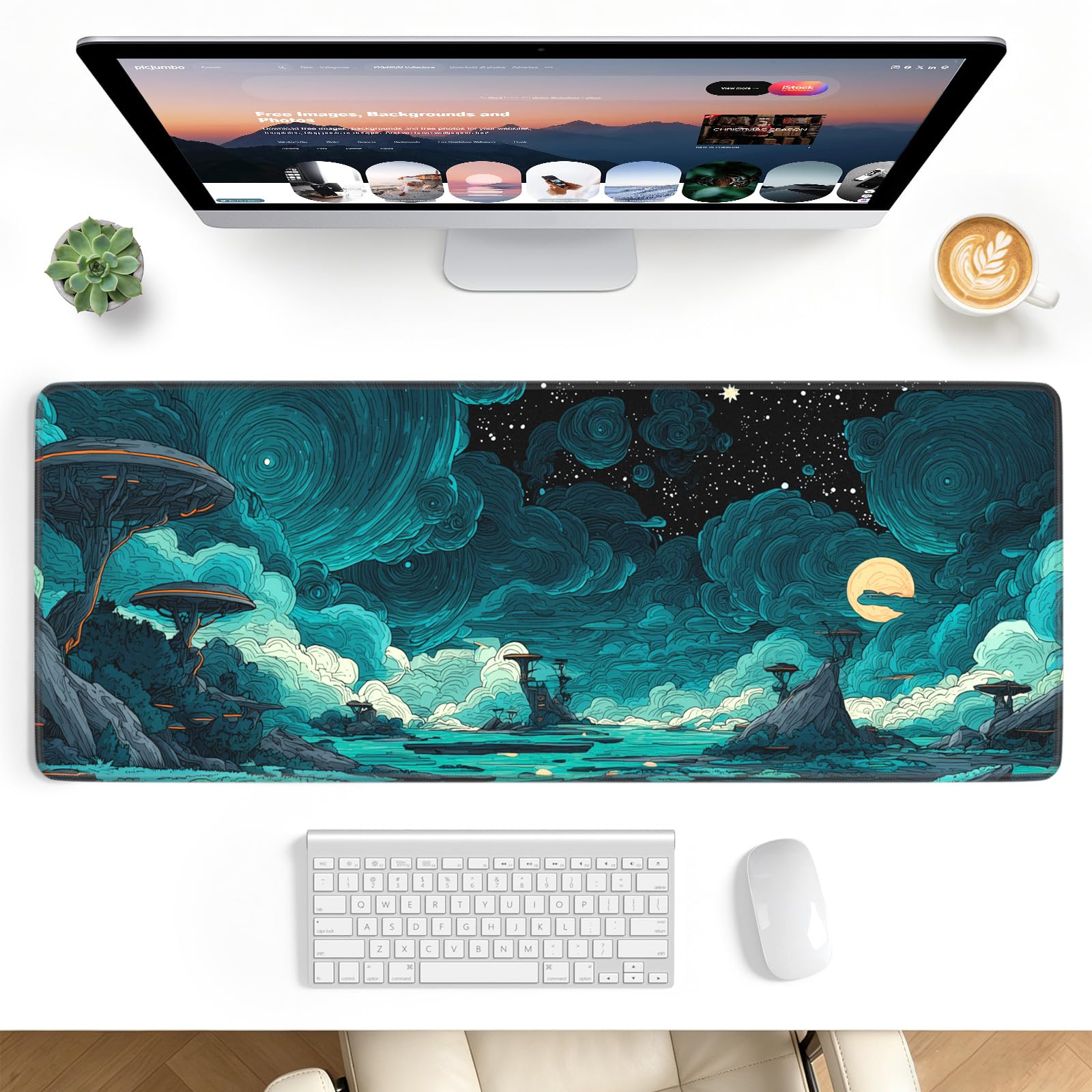 Stanploe Gaming Mouse Pad, Extended Desk Mat, Stitched Edges, Non-Slip Base
