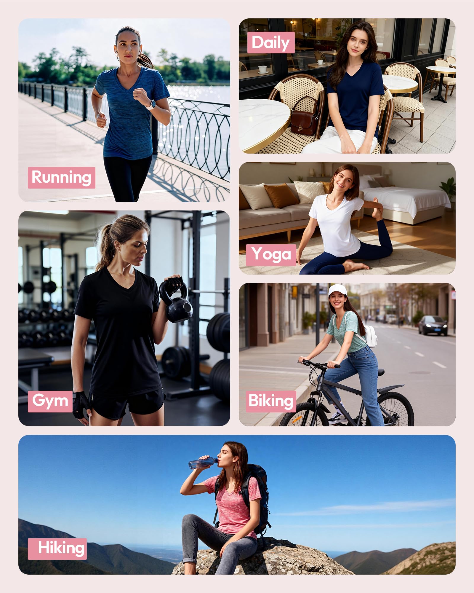 CE' CERDR Paquete de 5/7 camisetas de entrenamiento para mujer, absorben la humedad, secado rápido, atléticas, atléticas, para mujer, para gimnasio, rendimiento