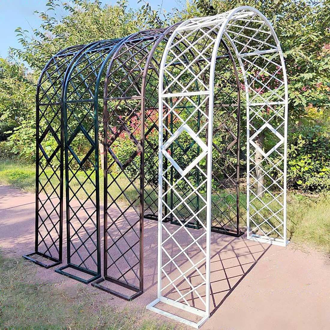 230 cm metalowy łuk ogrodowy, solidna stalowa altana do roślin pnących, pergola na zewnątrz, dekoracje ślubne, czarna kratka ogrodowa (szer. 180 x wys. 230 cm)