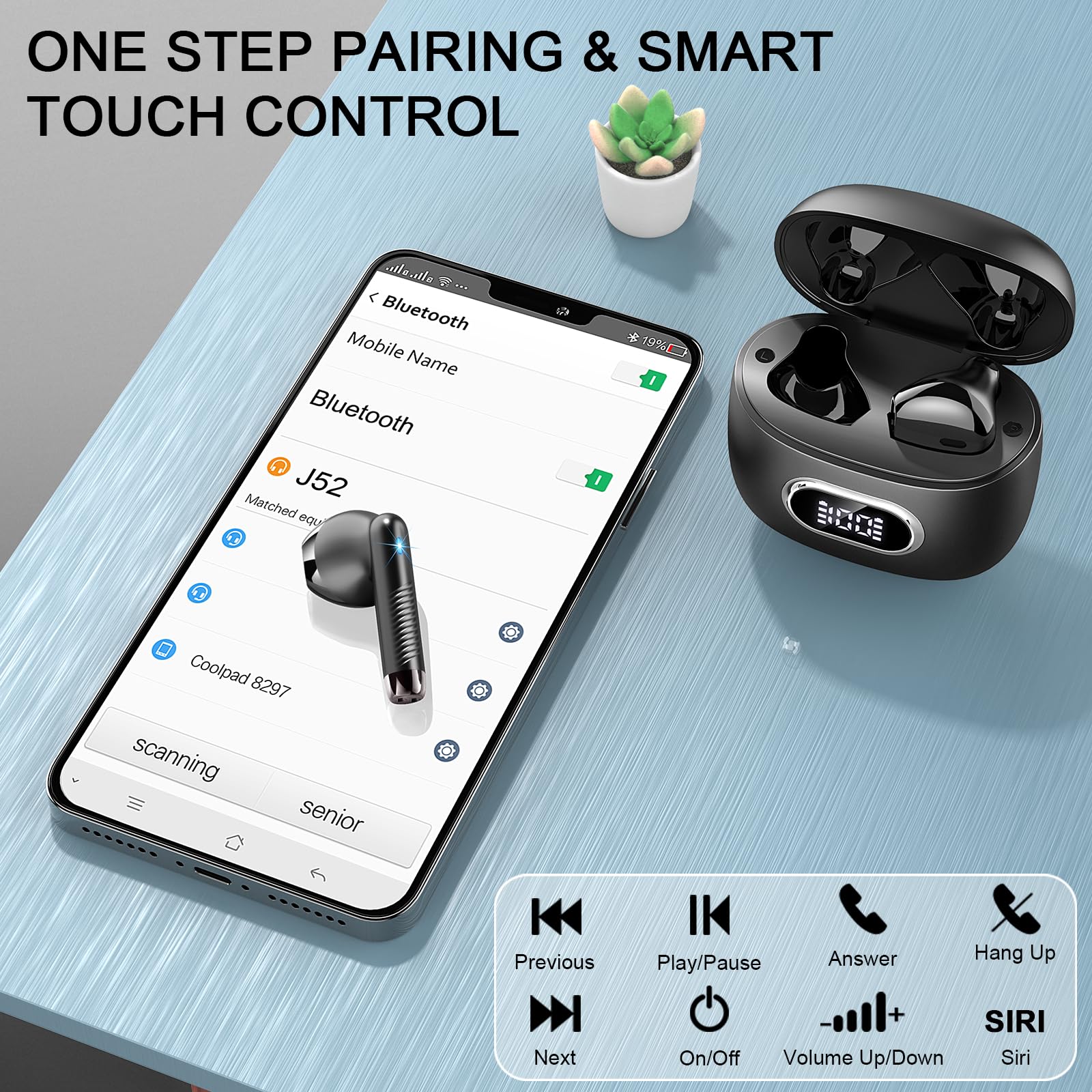 Ecouteur Traducteur Instantané Sans Fil Bluetooth 5.4 49H 164 Langues 3 en 1 Noir