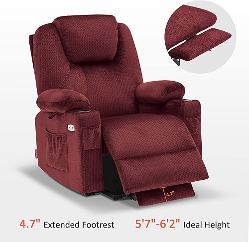 Miniatura 47 de MCombo Silla reclinable pequeña para ancianos, silla elevadora eléctrica pequeña con calor y masaje para personas mayores, portavasos, puertos USB y