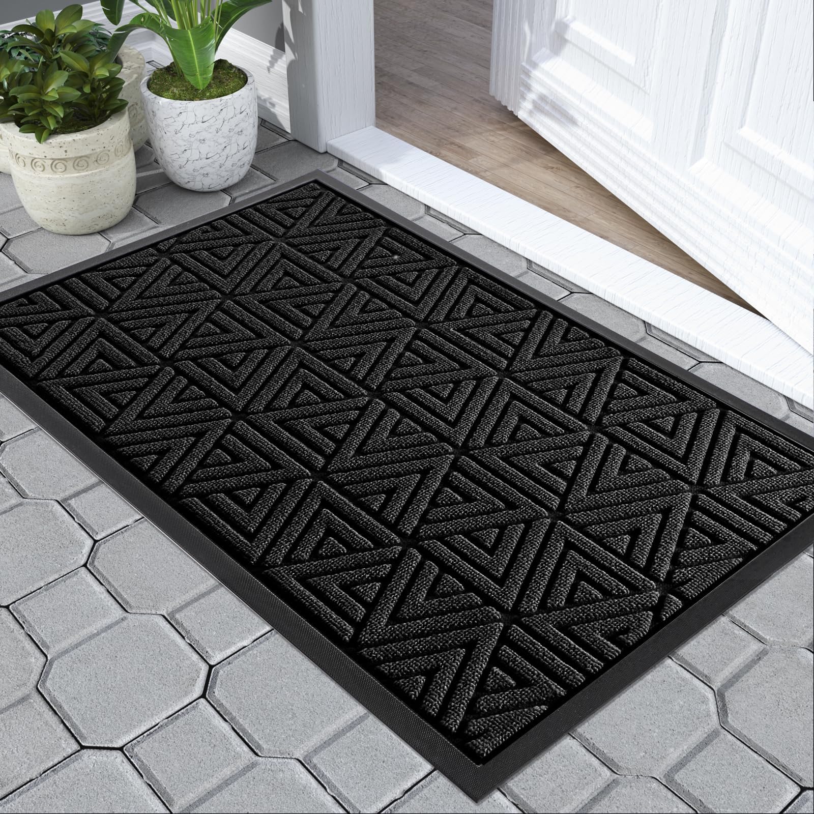 Yimobra Durable Front Entrance Door Mat, Heavy Duty Outdoor Indoor Doormat Entryway Floor Mat, Non Slip Rubber Backing