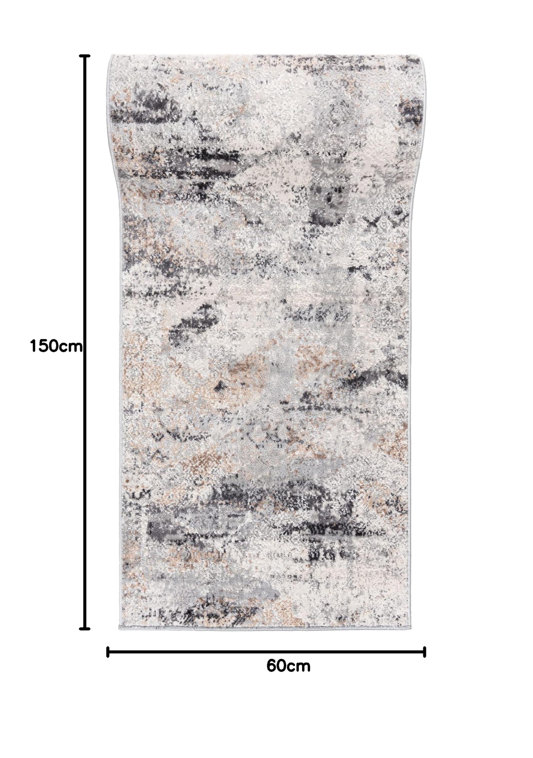 Mazovia Runner Carpet Gang - Moderne Loper Tapijt Bende - Kortpolig Vloerkleed - Keukenloper voor Hal, Slaapkamer, Keuken, Gang - Patroon Abstract - Keuken Loper 100x450 cm - Grijs Bleuw