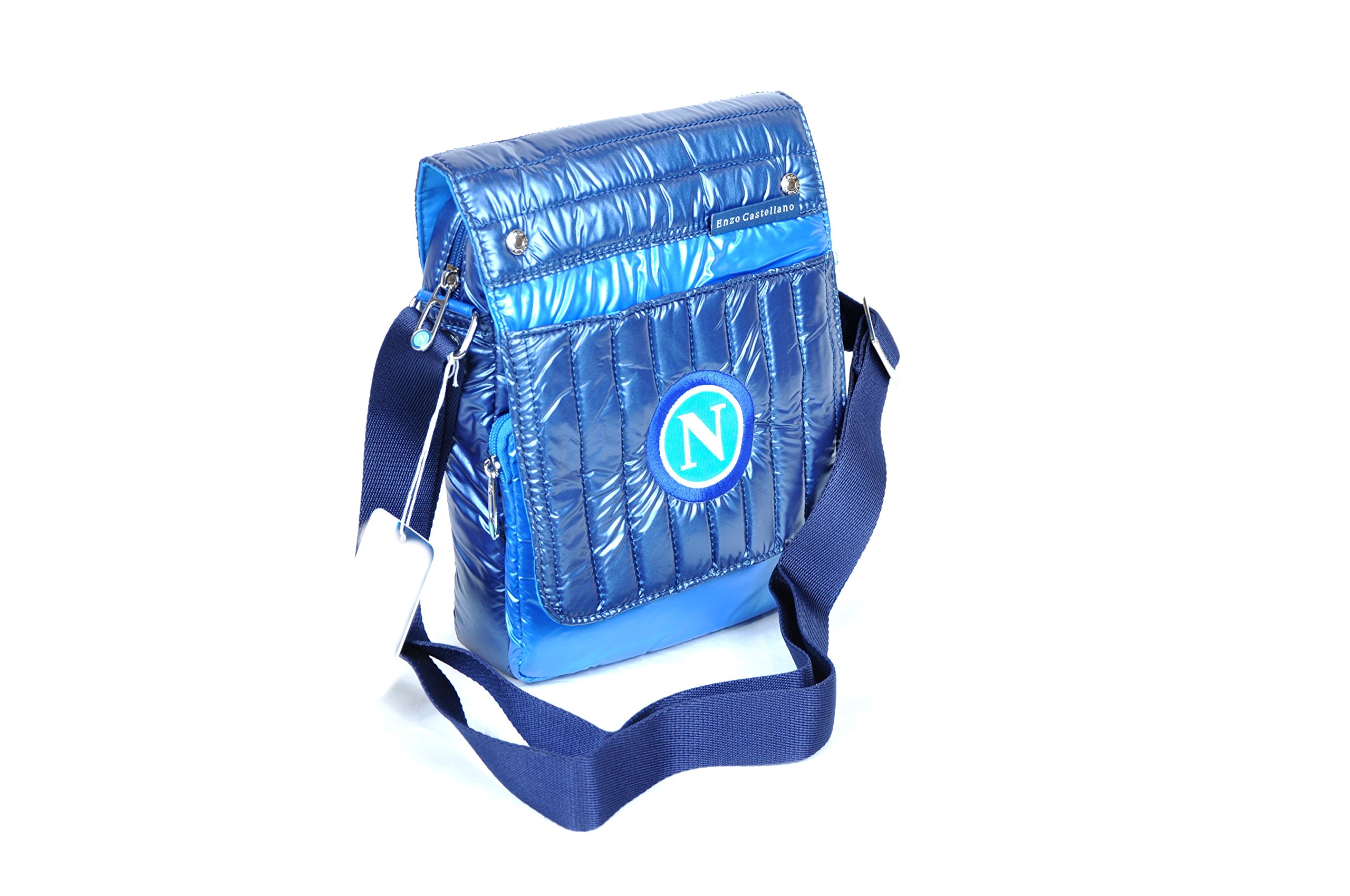 Sac à bandoulière Napoli Champione d'Italie Troisième Scudetto Logo Produit officiel Enzo Castellano, bleu, Cm 22 x 19 x 4,5