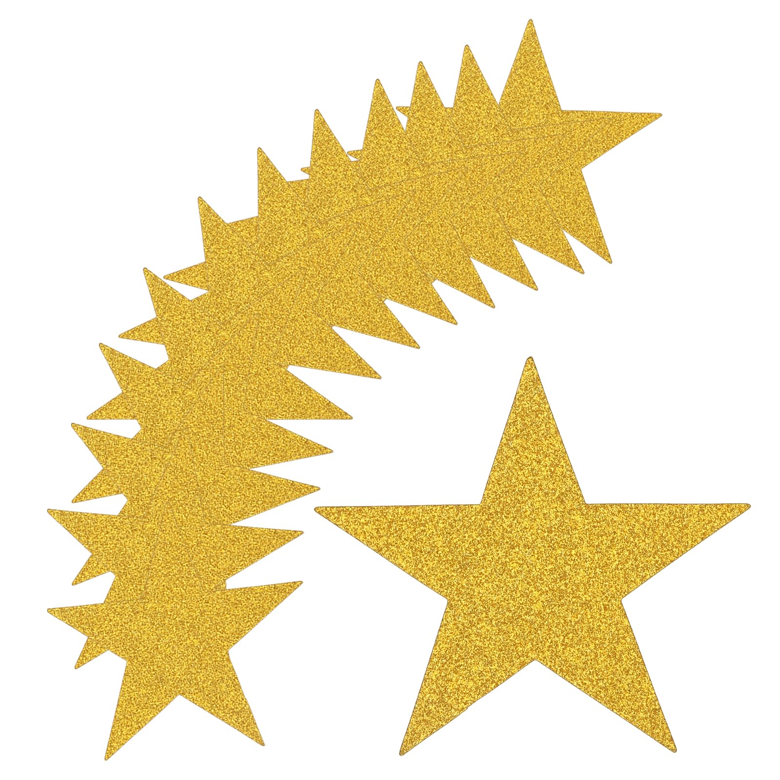 QUARKZMAN 36Pcs Doré Pailleté Étoiles Découpées en Papier Imprimé Double, Décoration en Carton pour Mur de Salle de Classe, Fête, Soirée Cinéma, Fournitures de Fête, 6 Pouce
