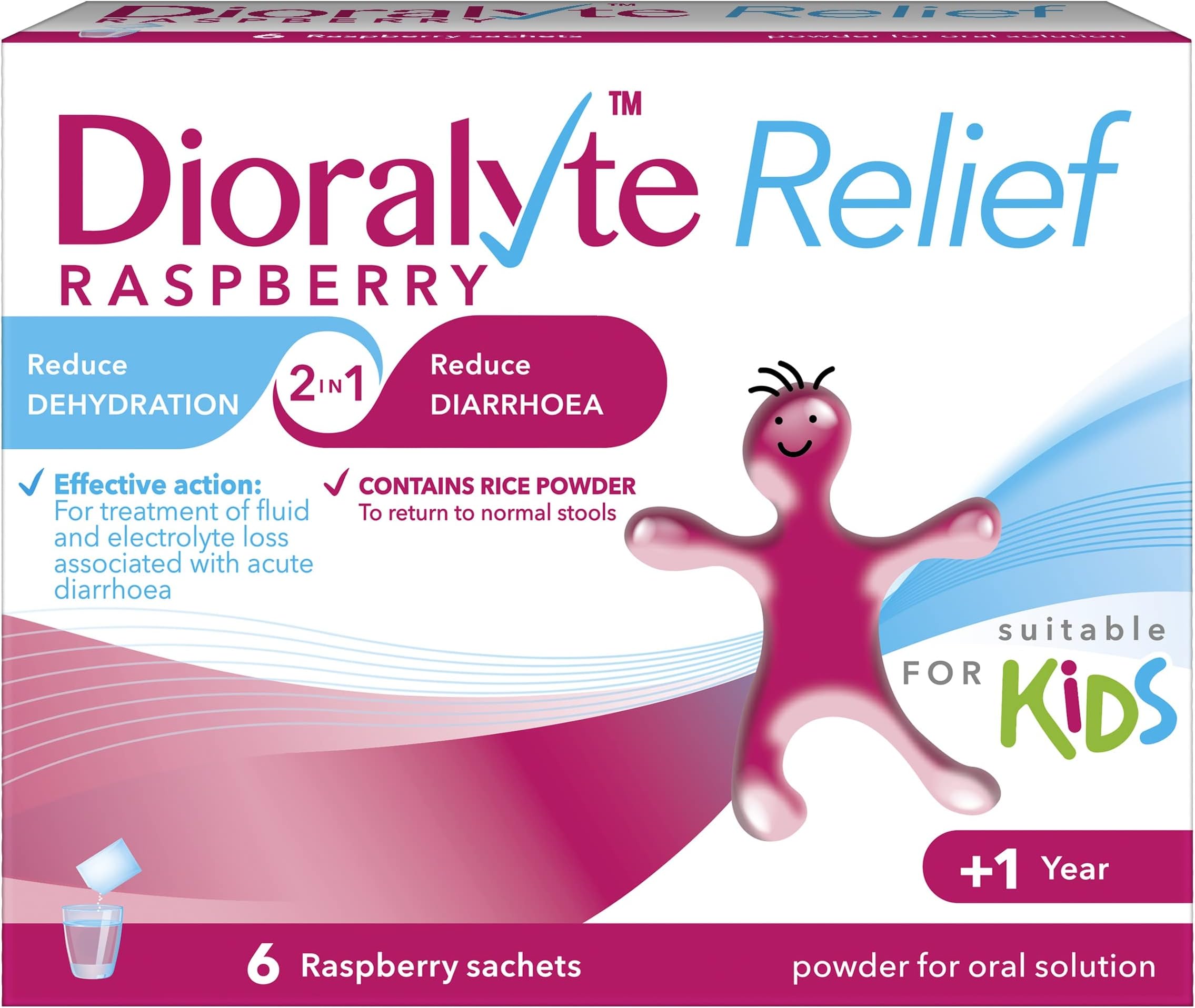 Dioralyte Relief Oral Rehydration Therapy - Raspberry Flavour - 6 Sachets